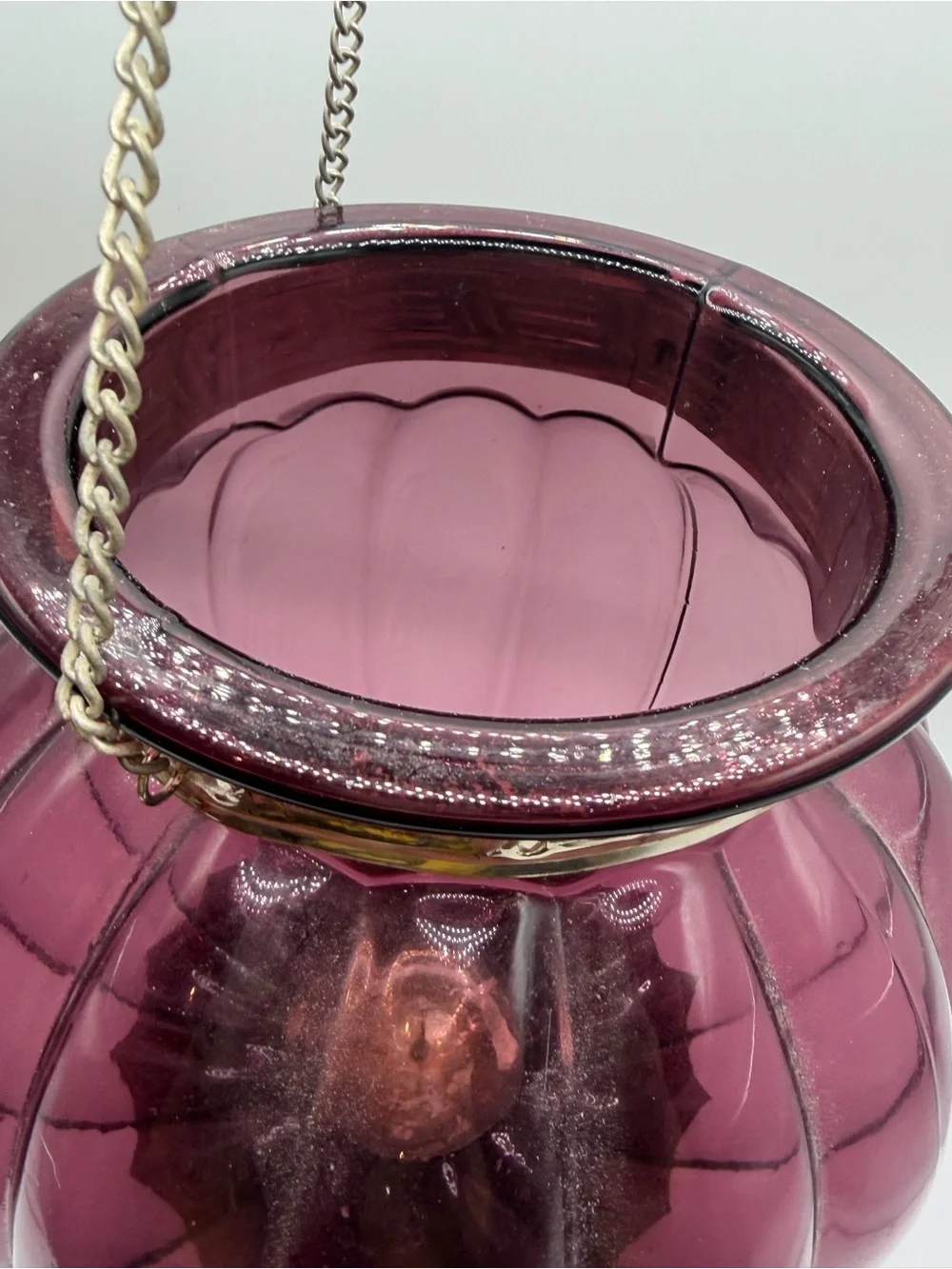 Vintage Moroccan Style Decorative Purple Glass Hanging Candle Lantern